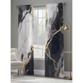 thumbnail image 4 of Marble Black Semi Sheer Window Curtains 84 Inches Long, Abstract Gold White Brick Stone Motif Rod Pocket Voile Silky Chiffon Curtain Light Filtering Drapes for Living Room, Kitchen, 52"x84", 2 Panels, 4 of 9