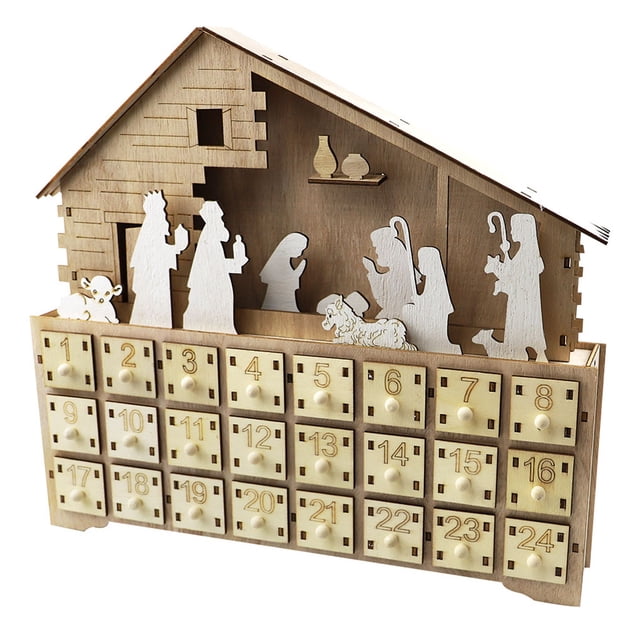 Calendario de Adviento reutilizable Cateissary adorno para el hogar color de madera