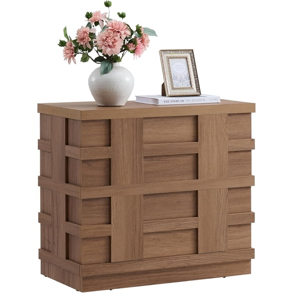 Large Mid-Century Modern Nightstand with Drawers,, for Bedside or Home Office