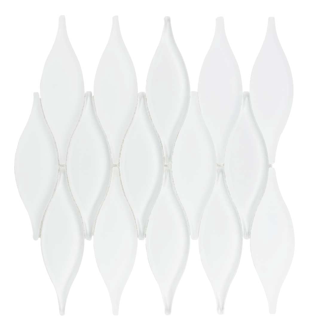 Zeille Ice White Arabesque Metal and Glass Mosaic Wall and Floor Tile