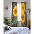 thumbnail image 3 of Sunflower Sheer Curtains 84 Inch Length 2 Panels Set for Living Room/Bedroom, Yellow Summer Botanical Butterfly Wooden Vintage Kitchen Curtains Grommet Semi-Sheer Curtains Window Treatments 52"x84"x2, 3 of 7