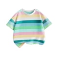 thumbnail image 3 of NAISIBABY Boys Girls Graphic Tees, Short Sleeve Crew Neck Colorful Striped Kids Summer Casual Fashion Tees Green 9T, 3 of 4