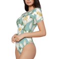 thumbnail image 2 of The Xecao Lilies Flowers Women's Crew Neck Body Suit, a short-sleeved bodysuit and basic swimsuit, both comfort and style for dating and daily life, 2 of 9