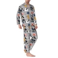 thumbnail image 2 of Salouo Dog Print Button-Front Long Sleeve Pajama Set for Men, Soft 2Pjs Men's Long Sleeve Sleepwear-X-Large, 2 of 7