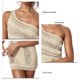 thumbnail image 3 of Women Knitted Bikini Coverup Single Shoulder Hollow Out Swimsuit Covering Dress for Summer, 3 of 4