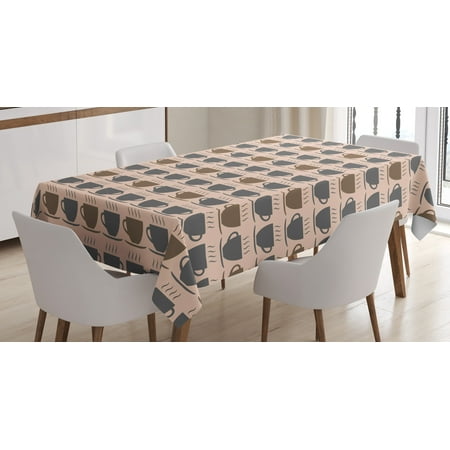 

Espresso Grey Tablecloth Repetitive Hot Drink Cup in Pastel Tones Coffee Tea Rectangular Table Cover for Dining Room Kitchen Decor 60 X 84 Pale Peach Grey Sepia by Ambesonne