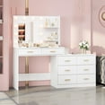 thumbnail image 2 of Yeshouse 1 Piece Modern Vanity Table Set with Mirror, Lights, 8 Drawers and 2 Shelves, White, 2 of 7
