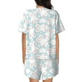 thumbnail image 6 of Uemuo Rabbit And Star Pattern Women's Short-Sleeved Pajama, Button-Front Loungewear, 2-Piece Summer Sleepwear, Elastic Drawstring Shorts-X-Large, 6 of 7