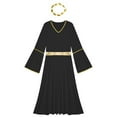 thumbnail image 6 of TiaoBug Womens Ancient Greek Queen Roman Gold Trim Dress Robe with Headwear Black XL, 6 of 7