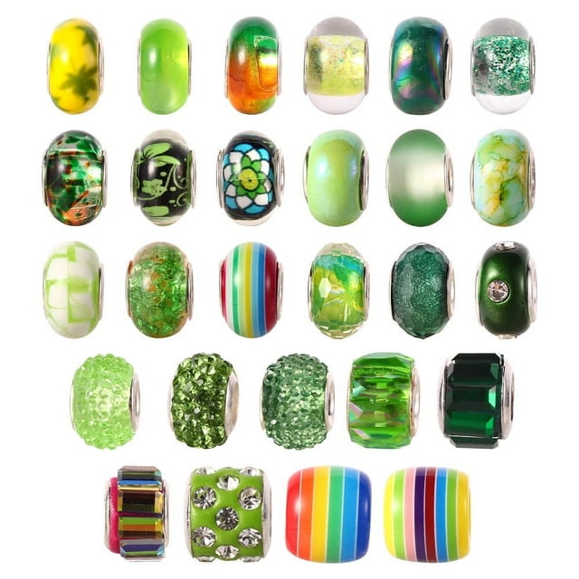 Dsseng 1Bag Acrylic & Resin & Polymer Clay Rhinestone European Beads Large Hole Beads with Silver Color Core Rondelle Mixed Color Beads 13.5~14x8~10mm Hole 5mm 54pcs/bag