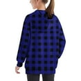 thumbnail image 4 of Odeerbi Kids Boys Girls Hoodies Plaid Pullover Hooded Sweatshirts Oversized Crewneck Hooded Sweatshirt Kids Fashion Long Sleeve Pullover Tops 4-14 Years Blue, 4 of 6