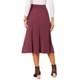 thumbnail image 3 of INSPIRE CHIC Women's Pleated Skirts High Waist Stretchy A Line Ribbed Knit Sweater Midi Skirt Fall Winter Outfits M Burgundy, 3 of 6