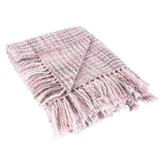 DII 60x50" Modern Plastic Variegated Woven Throw with Fringe in Blush Pink