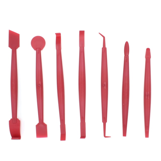 7 Pcs Autocollants de Voiture Film Vinyle Raclette Outils Autocollants de Voiture Kit d'Installation Couteau de Coupe, 1 Ensemble * de Raclettes (7 Pcs/Ensemble), Rouge