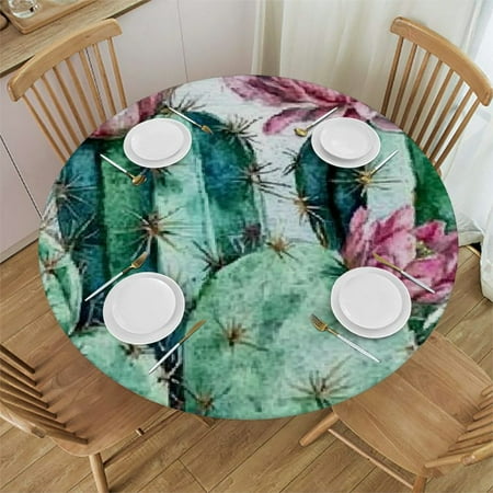 

Palnkart Cactus Pink Flowers Round Tablecloth with Elastic Edge Stain-Resistant and Washable Ideal for Indoor and Outdoor Events Wedding Party Decor Various Sizes Available 46 -50