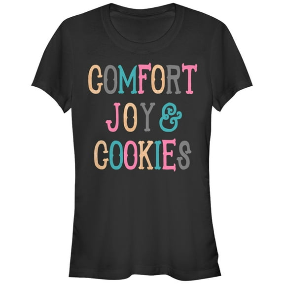 Junior's Lost Gods Christmas Joy Cookies  Graphic Tee Black Small