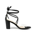 thumbnail image 3 of BLISSFUL STEP Women's Clear Strap Block Heel Lace up Heels Sandals Black (Size 6), 3 of 8