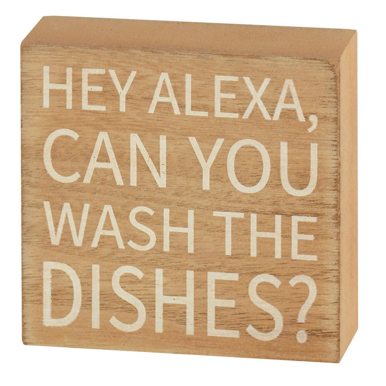 Can You Wash The Dishes Brown 3 x 3 MDF Decorative Tabletop Plaque Sign Hey Alexa 