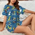 thumbnail image 4 of Pofeuu Dinosaur on the Beach Vacation Print Women's Pajama Set Short/Shorts Soft Button PJs Elastic Drawstring Waist Sleepwear-Large, 4 of 6
