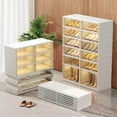 thumbnail image 1 of - Foldable Shoe Rack Organizer for Closet Pairs Collapsible Plastic Shoe Shelf Large Shoes Cabinet with Door Clear Stackable Storage Box Easy Assembly, 1 of 8