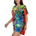 thumbnail image 2 of Saiise Geometry Dash Pajamas Sets for Women Soft Short-Sleeved Pjs with Lounge Shorts Two Piece Sleepwear S-4XL, 2 of 7