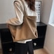 thumbnail image 5 of Bolso retro de PU simple de gran capacidad, nuevo bolso de mano, bolso de estudiante de un solo hombro, gris, 5 of 5