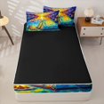 thumbnail image 4 of Manfei Stained Glass Wilderness Tent Pattern Zipper Full Size Comforter Sets with Fitted Sheet and 2 Pillowcases,Mountain Sunset Lake Print Zipper Bedding Set,Blue Yellow,Reversible, 4 of 7