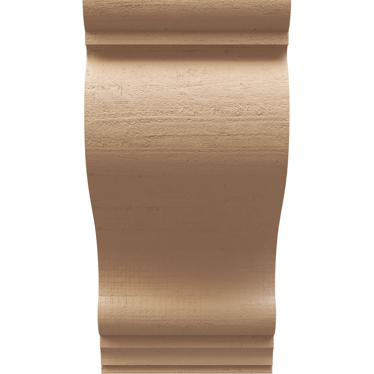 6"W x 6"D x 12"H Wide Scroll Rough Cedar Woodgrain TimberThane Corbel, Primed Tan