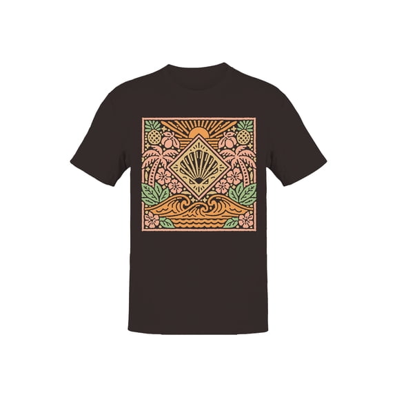 Tropical Beach Aloha Vibes Design Men's T-shirt Brown