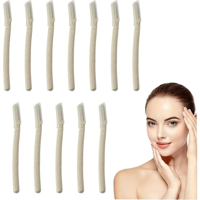 12 Paquets de Couteaux de Réparation des Sourcils, Conception de Filet Protecteur, Matériau Biodégradable Facile à Utiliser Outil de Dermaplaning pour le Visage - Rasoir Facial pour Exfolier la Peau