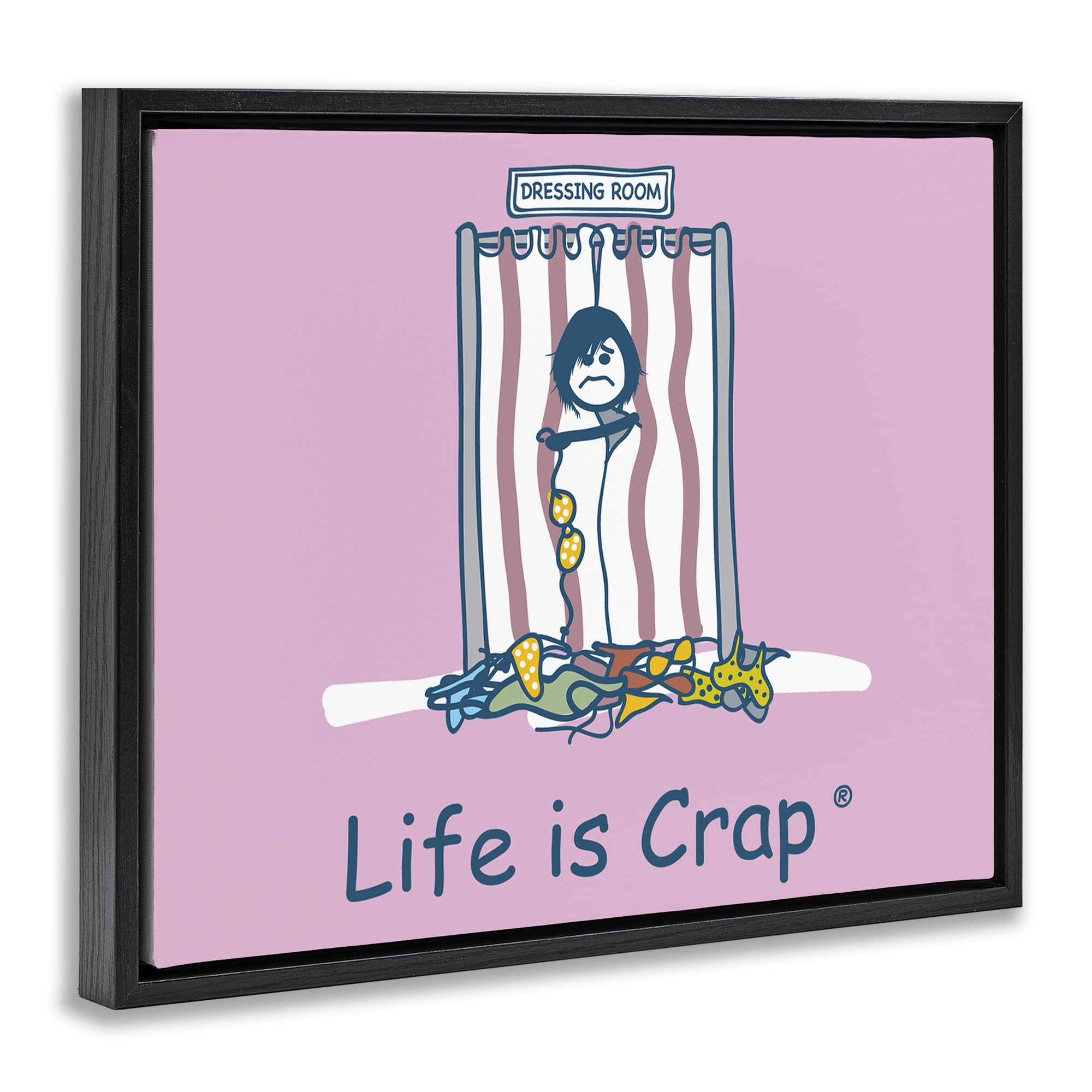 Stupell Industries Swimsuit Dressing Room Novelty & Humor Painting Black Floater Framed Canvas Art Print Wall Art, 31 x 25