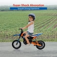 thumbnail image 4 of BeesClover 24V Ride on Motorcycle for Kids,13.6MPH Fast Speed Electric Battery-Powered Off-Road Motocross with 250W Strong Motor, Chain-Driven,Leather Seat,Disc Brake,Air-Filled Tires, 4 of 8