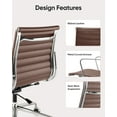 thumbnail image 5 of Cottinch Mid Back Ribbed Genuine Leather Office Chair Adjustable  Ergonomic Computer Chair for Home Office,Brown, 5 of 11