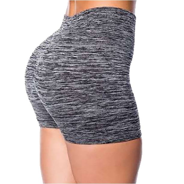 Gibobby Shorts Gym Mujer Leggings elásticos de cintura alta para mujer, ajustados, deportivos, casuales, pantalones cortos de yoga(Gris, S)