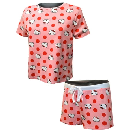 Hello Kitty Women's Hello Kitty Pink Polka Dot Shortie Pajamas