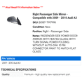 thumbnail image 2 of Right Passenger Side Mirror - Compatible with 2009 - 2010 Audi A3, 2 of 2