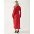 thumbnail image 2 of Asymmetrical Collar Bodycon Midi Dress with Slit, 2 of 5