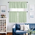 thumbnail image 2 of Sage Green Striped Kitchen Curtains Sets for Windows 24 Inch Length, Modern Simple Farmhouse Beige Rod Pocket Window Treatments Tier Curtains and Valances Set for Bedroom/Bathroom, 2 of 8