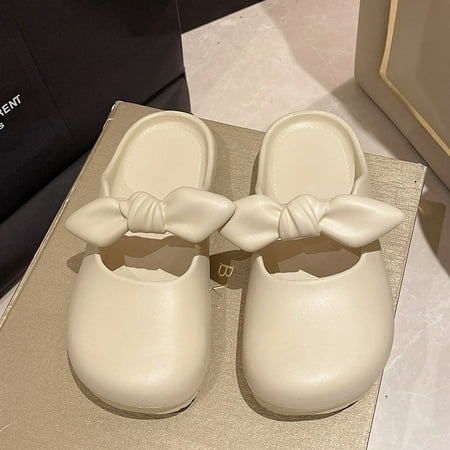

French Style Gentle Baotou Sandals and Slippers for Women 2024 New Style Outer Wear Bow Soft Bottom Slip-on Lazy Slippers for Girls