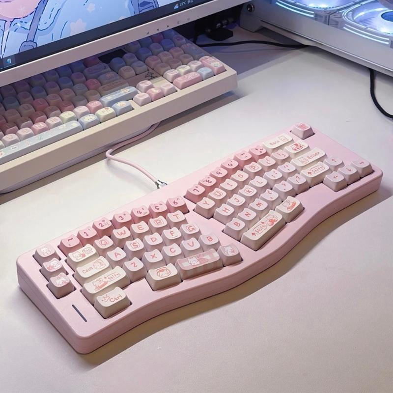 WINDLAND 134PCS Party Kitten Keycaps MAO Profile Keycap Personalizing Mechanical Keyboard