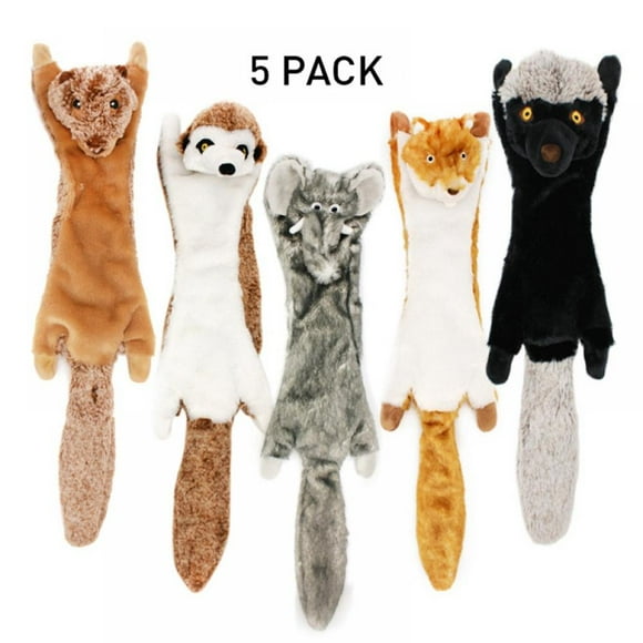 Dog Squeaky Toys 5 Pack, Pet Toys Crinkle Dog Toy No Stuffing Animals Dog Plush Toy Dog Chew Toy for Large Dogs and Medium Dogs Squeeky Doggie Toys Puppy Toys Squeak