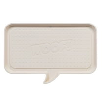 IRIS USA Large "WOOF" Feeding Mat for Dog or Cat, White