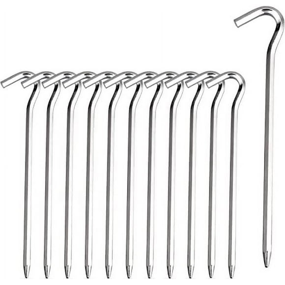 ShenMo Tent Pegs - Aluminium Tent Stakes Pegs with Hook - Hexagon Rod Stakes Nail Spike Garden Stakes Camping Pegs for Pitching Camping Tent, Canopies