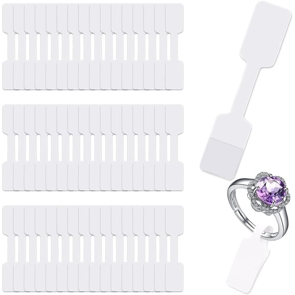 1000 Pcs Jewelry Tags Stickers for Pricing - Self-Adhesive White Blank Identification Labels for Necklace, Earring, Ring - Rectangle Shape (White Paper)