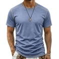 thumbnail image 3 of Eltusu Short Sleeve T-Shirts for Men, Casual Solid Color Crewneck Pullover Summer Tee Dark Blue Size S, 3 of 8
