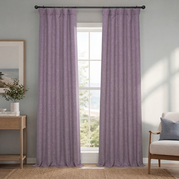 HPD Half Price Iris Faux Linen Room Darkening Curtains for Bedroom & Living Room Curtains (1 Panel), Window Curtains 84 inches long, Rod pocket curtains & drapes, 50W X 84L