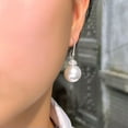 thumbnail image 4 of CZ Dangle Drop Pearl Hook Earrings Cubic Zircon Silver Plated for Brides Women, 4 of 9