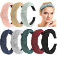 thumbnail image 1 of 8 Piezas Diademas con Nudos para Mujeres Niñas, Diadema Anudada Diademas de Tela Antideslizante Banda Ancha Anudada para el Cabello con Turbante Accesorios elásticos para el Cabello, 1 of 5