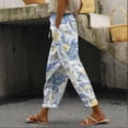 thumbnail image 2 of kaondbfi Women's Linen Printed Casual Pants Summer Lightweight Elastic Waist Beach Vacation Trousers with Pockets, 2 of 9