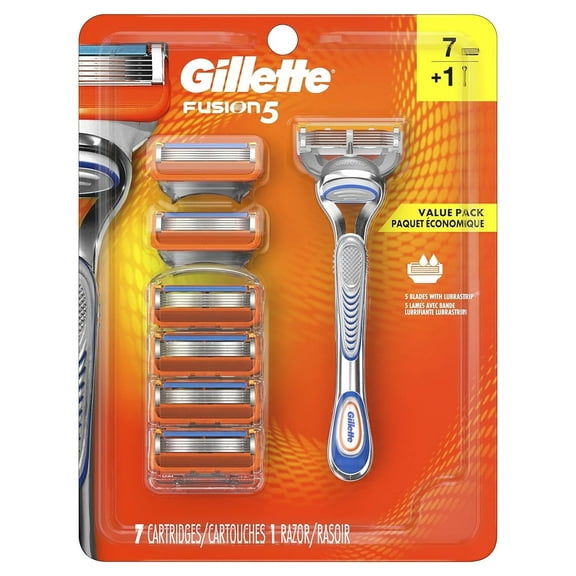 Gillette Fusion5 Mens Razor, Includes 1 Handle, 7 Blade Refills (Packaging May Vary)